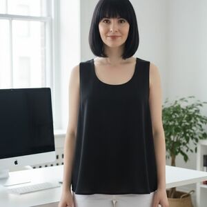 Soft Works Lined Black Top,Chic Straight Fit,CleanGirl CapsuleWardrobe-Size 18
